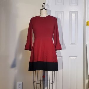 Colorblock ponte dress with bell sleeves